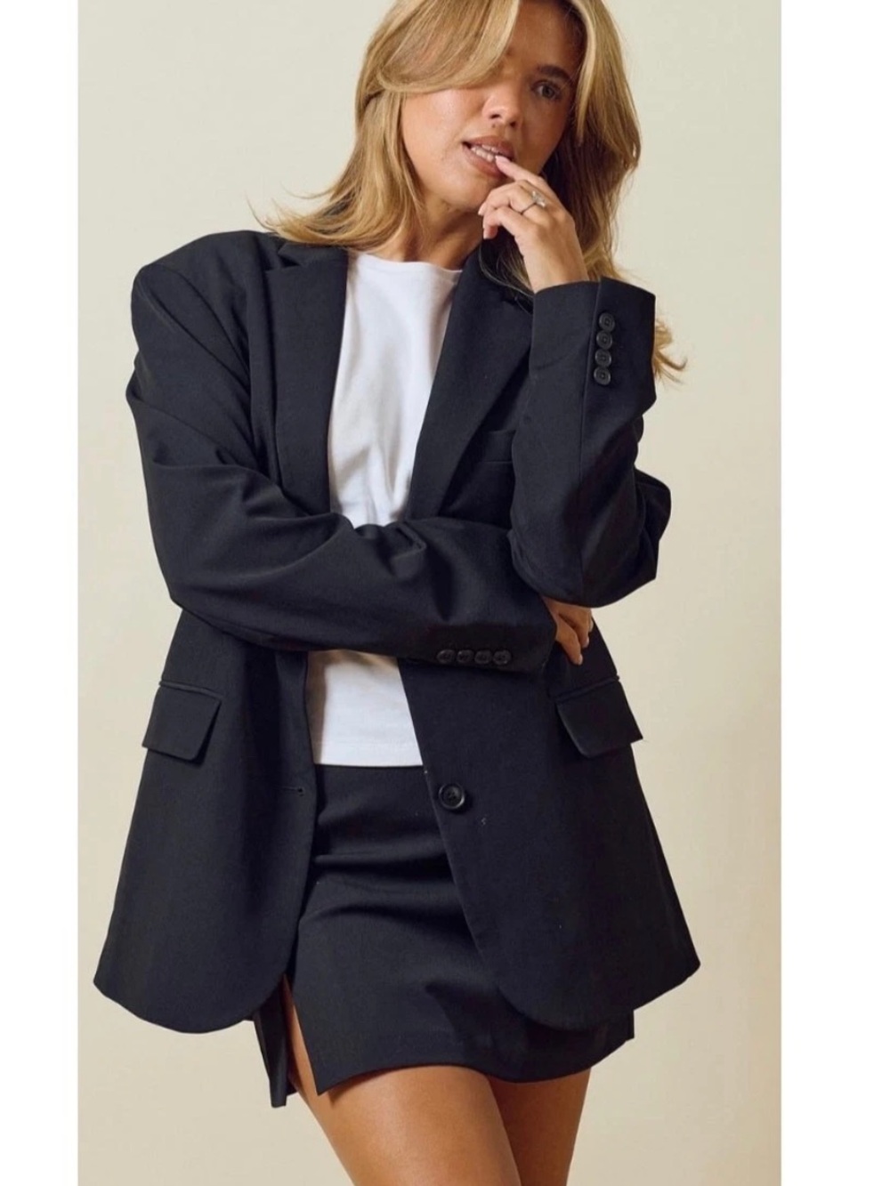 Djerf Avenue Black Forever Oversized Blazer Size Small New